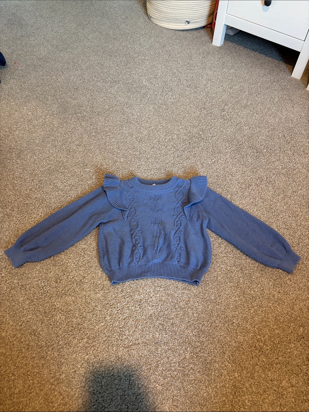 Nordstrom Periwinkle Ruffle-Trim Cable Knit Sweater